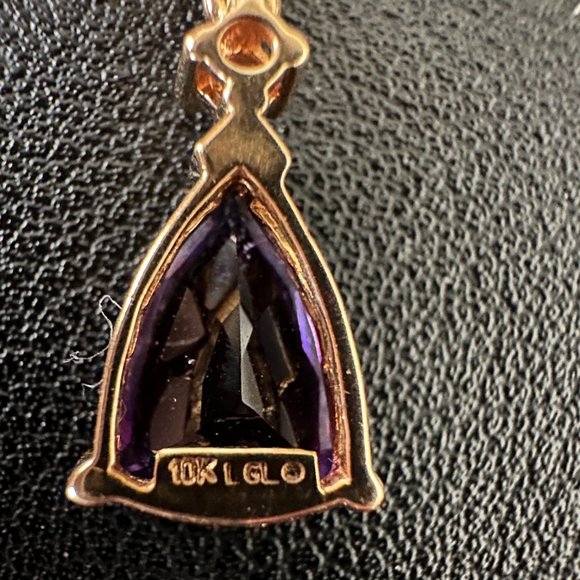 10K Gold Fleur de lis Amesthyst Pare shape with accent Diamond 10K Gold PreOwned - Picture 5 of 6